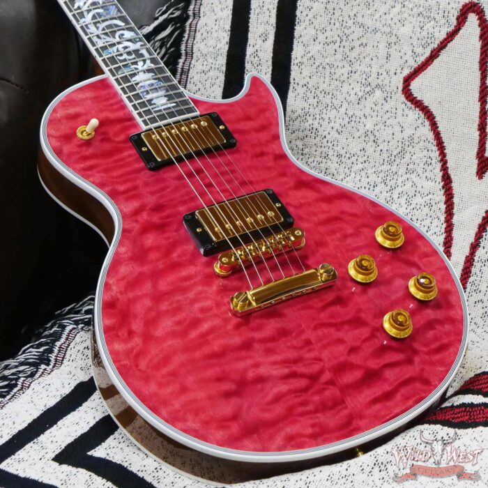 Gibson Custom Shop M2M Hand Selected 5A Quilt Maple Top Les Paul Custom Ebony Board with Tree of Life Inlay Chablis Pink (Blemish) - Image 8