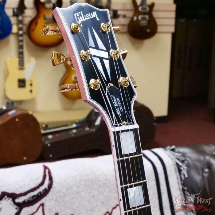 Gibson Custom Shop M2M Les Paul Custom 25.5’’ Natural Koa Top Pink Figured Maple Body & Neck Ebony Fingerboard VOS - Image 8
