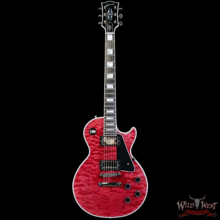Gibson Custom Shop M2M Les Paul Custom Trans Pink 5A Quilt Maple Top White Doghair Back 10.10 LBS - Image 3