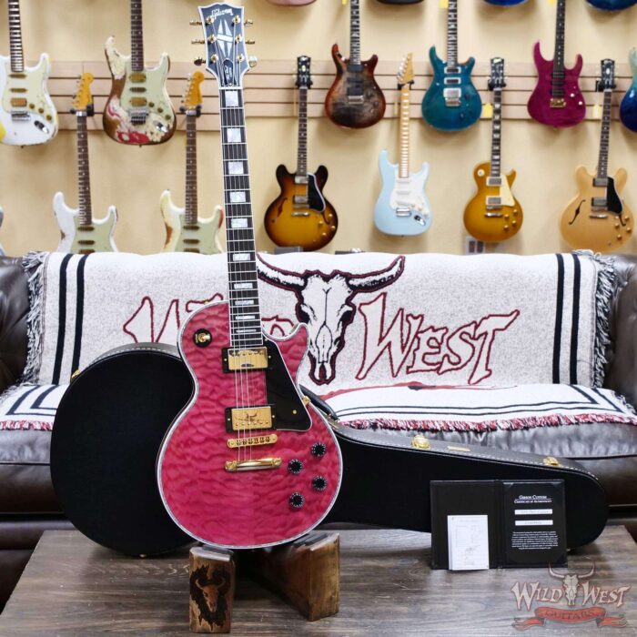 Gibson Custom Shop M2M Les Paul Custom Chablis Pink 5A Quilt Maple Top 1-Piece Mahogany Body 9.60 LBS - Image 6