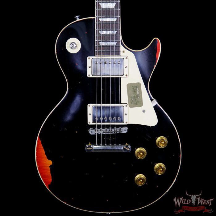 2017 Gibson Custom Shop Les Paul Standard “Painted Over” Aged Black over Cherry Sunburst 7.95 Pounds - Image 3