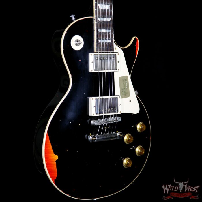 2017 Gibson Custom Shop Les Paul Standard “Painted Over” Aged Black over Cherry Sunburst 7.95 Pounds - Image 4
