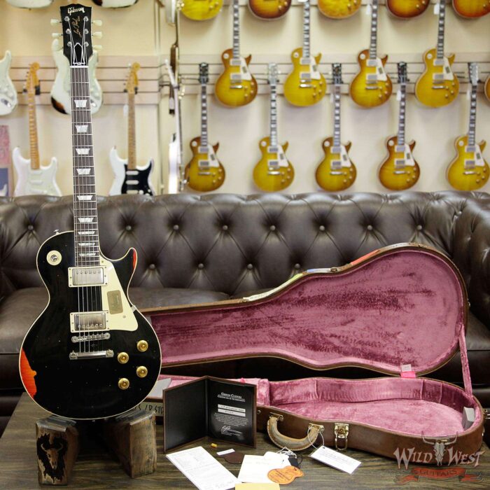 2017 Gibson Custom Shop Les Paul Standard “Painted Over” Aged Black over Cherry Sunburst 7.95 Pounds - Image 13