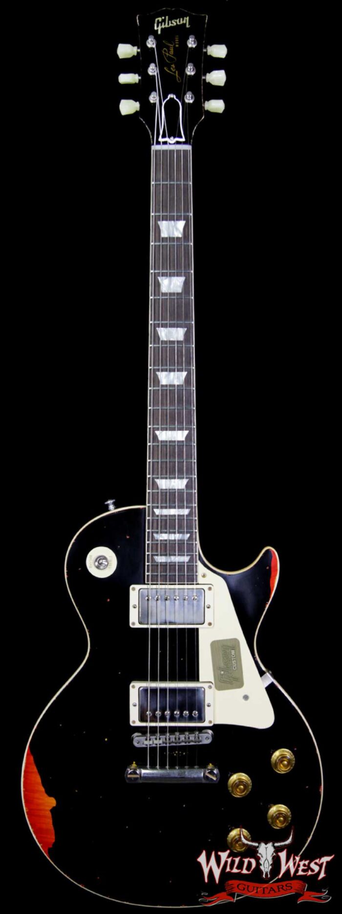 2017 Gibson Custom Shop Les Paul Standard “Painted Over” Aged Black over Cherry Sunburst 7.95 Pounds - Image 1