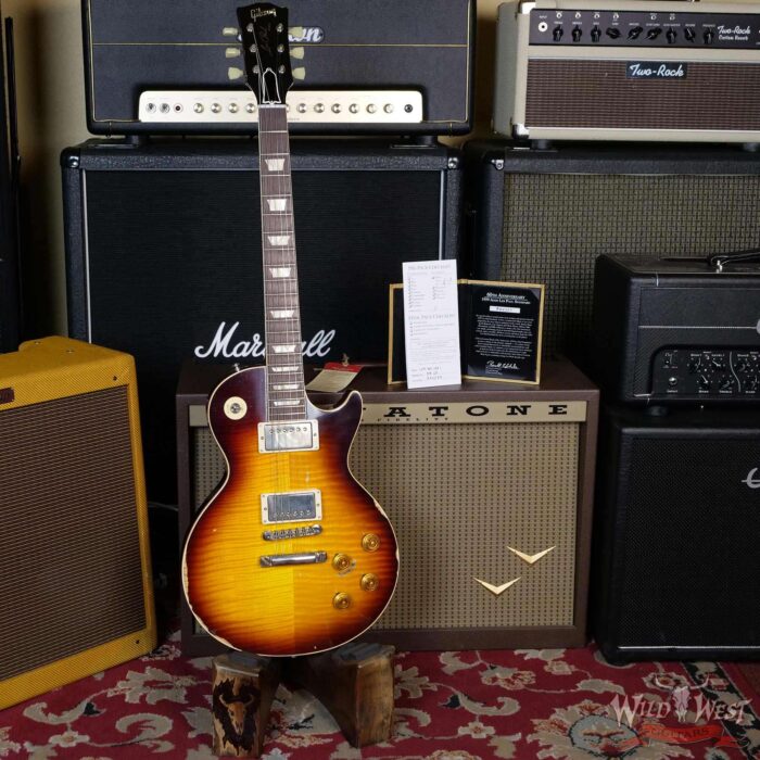 Gibson Custom Shop M2M Hand Selected Kill Top 60th Anniversary 1959 Les Paul Standard Heavy Aged Faded Tobacco Burst 8.40 LBS - Image 6