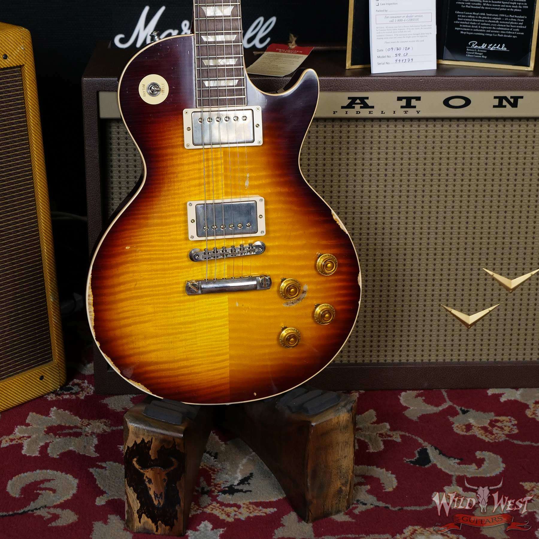 gibsoncs-m2m-50lp-ha-ftb-994379-d2__wwg.jpg Gibson Custom Shop M2M Hand Selected Kill Top 60th Anniversary 1959 Les Paul Standard Heavy Aged Faded Tobacco Burst 8.40 LBS - Image 8