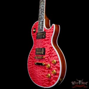 Gibson Custom Shop M2M Hand Selected 5A Quilt Maple Top Les Paul Custom Ebony Board with Tree of Life Inlay Chablis Pink - Image 2