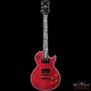 Gibson Custom Shop M2M Hand Selected 5A Quilt Maple Top Les Paul Custom Ebony Board with Tree of Life Inlay Chablis Pink - Image 3