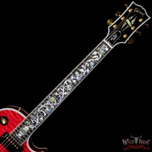 Gibson Custom Shop M2M Hand Selected 5A Quilt Maple Top Les Paul Custom Ebony Board with Tree of Life Inlay Chablis Pink - Image 4