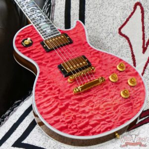 Gibson Custom Shop M2M Hand Selected 5A Quilt Maple Top Les Paul Custom Ebony Board with Tree of Life Inlay Chablis Pink - Image 8
