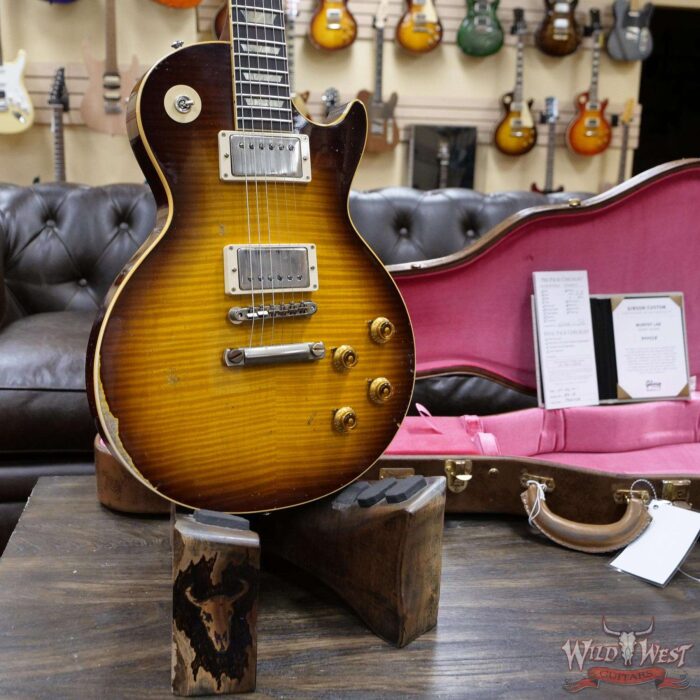 Gibson Custom Shop M2M Hand Selected Top 60th Anniversary 1959 Les Paul Murphy Lab Heavy Aged Faded Tobacco Burst 8.85 lbs - Image 7