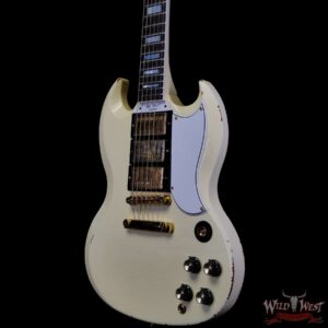 Gibson Custom Shop M2M 1963 Les Paul SG Custom With Stopbar Murphy Lab Light Aged Classic White - Image 2