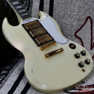 Gibson Custom Shop M2M 1963 Les Paul SG Custom With Stopbar Murphy Lab Light Aged Classic White - Image 8