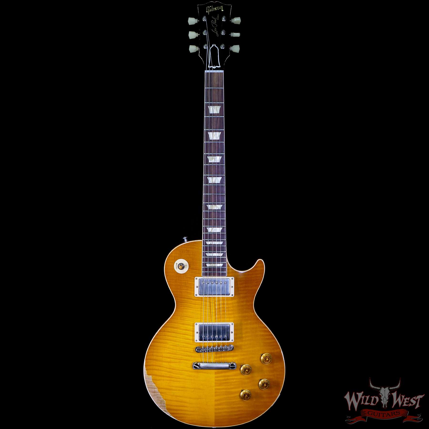 gibsoncs-r9ha-993925-f__wwg.jpg Gibson Custom Shop M2M Hand Selected Kill Top 60th Anniversary 1959 Les Paul Standard Heavy Aged Dirty Lemon Fade 8.60 lbs - Image 3