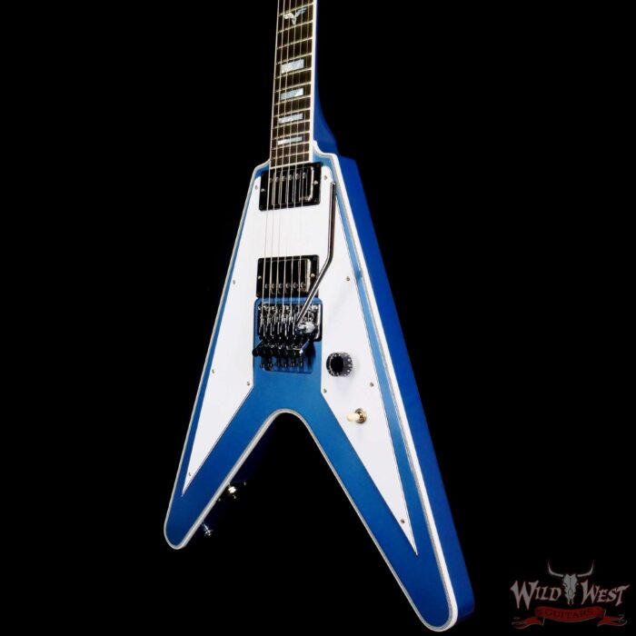 Gibson Custom Shop Richie Faulkner Flying V Custom Floyd Rose EMG Pickups Pelham Blue - Image 2