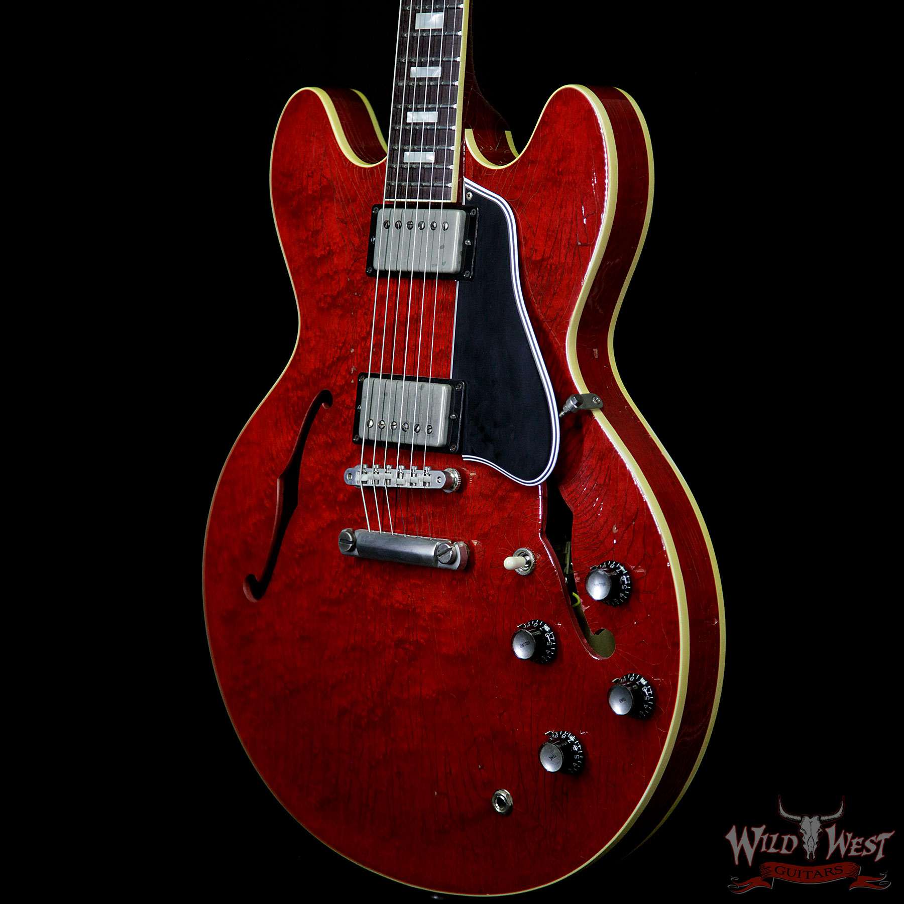 gibsonmemphis-1963es-335tdc-aged-cherry-870057-br__wwg.jpg Gibson Memphis 1963 ES-335 TDC Traditional Aged Hand Select Top Baked Weight Relieved Central Block Sixties Cherry - Image 2