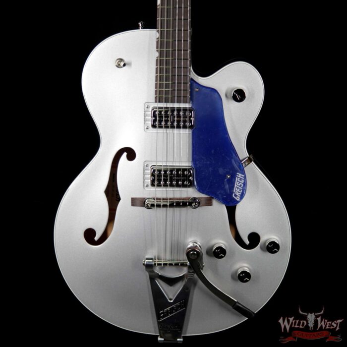 Gretsch G6118T Players Edition w/ Bigsby Filter Tron Pickups 2 Tone Iridium Silver/Azure Metallic - Image 3