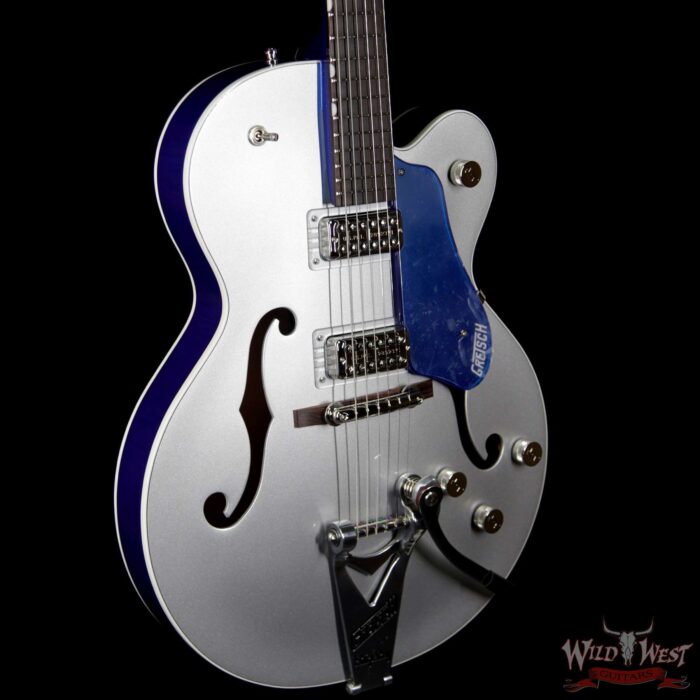 Gretsch G6118T Players Edition w/ Bigsby Filter Tron Pickups 2 Tone Iridium Silver/Azure Metallic - Image 4