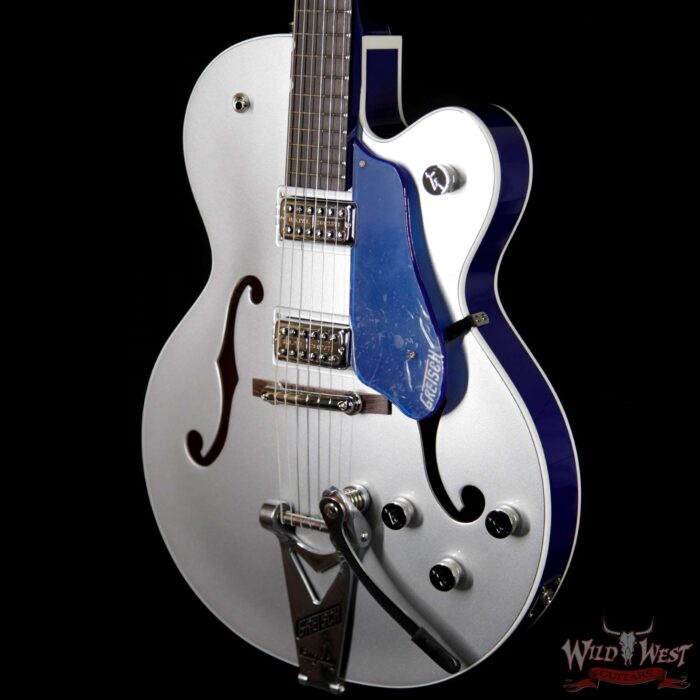 Gretsch G6118T Players Edition w/ Bigsby Filter Tron Pickups 2 Tone Iridium Silver/Azure Metallic - Image 2