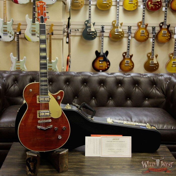 Gretsch G6228FM Players Edition Jet V-Stoptail Flame Maple Ebony Fingerboard Bourbon Stain - Image 4