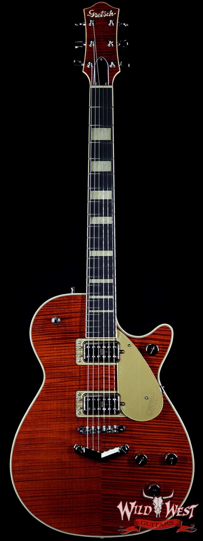 Gretsch G6228FM Players Edition Jet V-Stoptail Flame Maple Ebony Fingerboard Bourbon Stain - Image 1