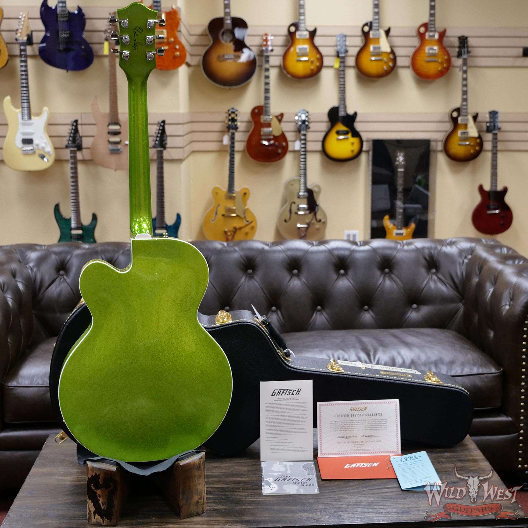 gretsch-jt20124671-d3__wwg-1.jpg Gretsch G6120-HR Brian Setzer Signature Hot Rod Hollow Body w/ Bigsby Rosewood Fingerboard Extreme Coolant Green Sparkle - Image 8