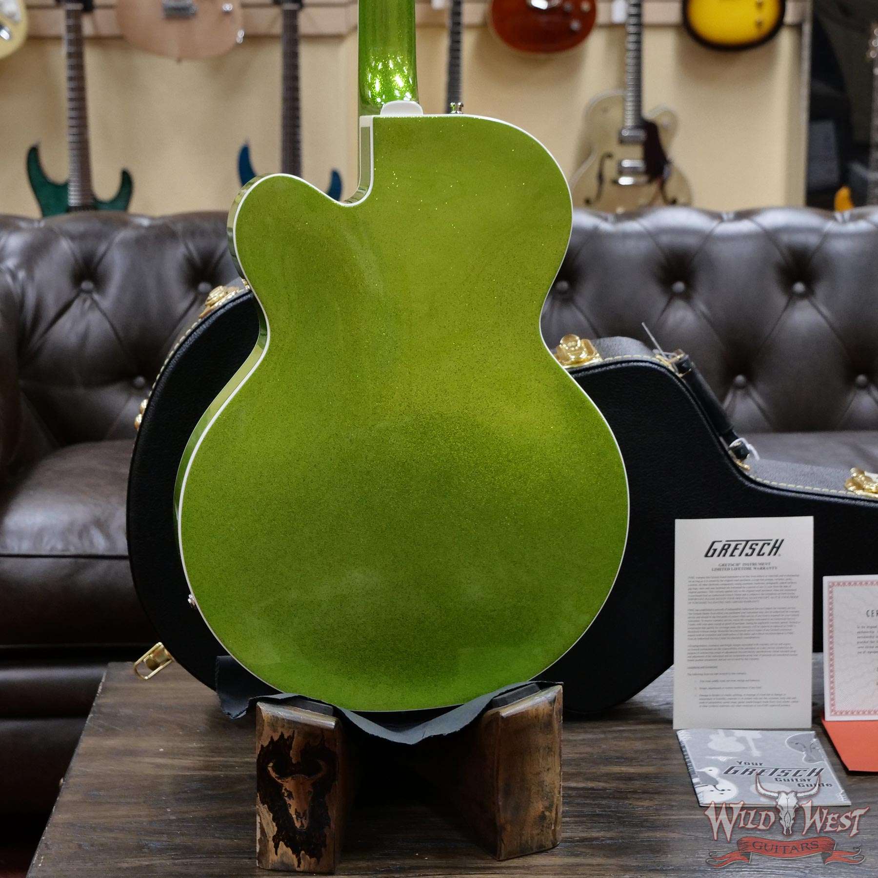 gretsch-jt20124671-d4__wwg-1.jpg Gretsch G6120-HR Brian Setzer Signature Hot Rod Hollow Body w/ Bigsby Rosewood Fingerboard Extreme Coolant Green Sparkle - Image 10