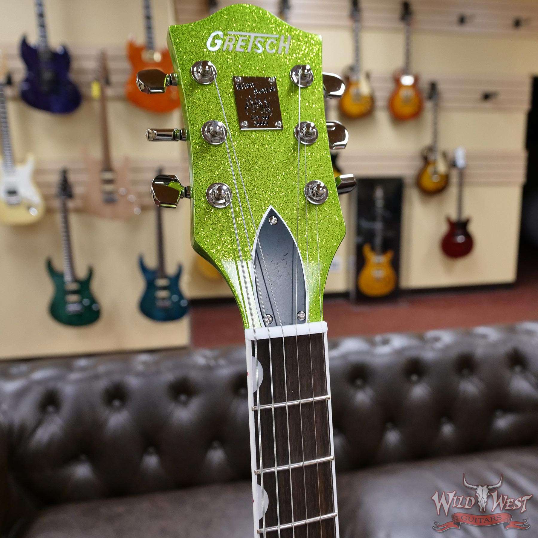 gretsch-jt20124671-hf__wwg-1.jpg Gretsch G6120-HR Brian Setzer Signature Hot Rod Hollow Body w/ Bigsby Rosewood Fingerboard Extreme Coolant Green Sparkle - Image 6