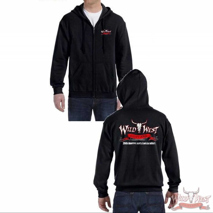 Wild West Guitars 20th Anniversary Zip Hoodie Black/Gray/Navy Blue - Image 1