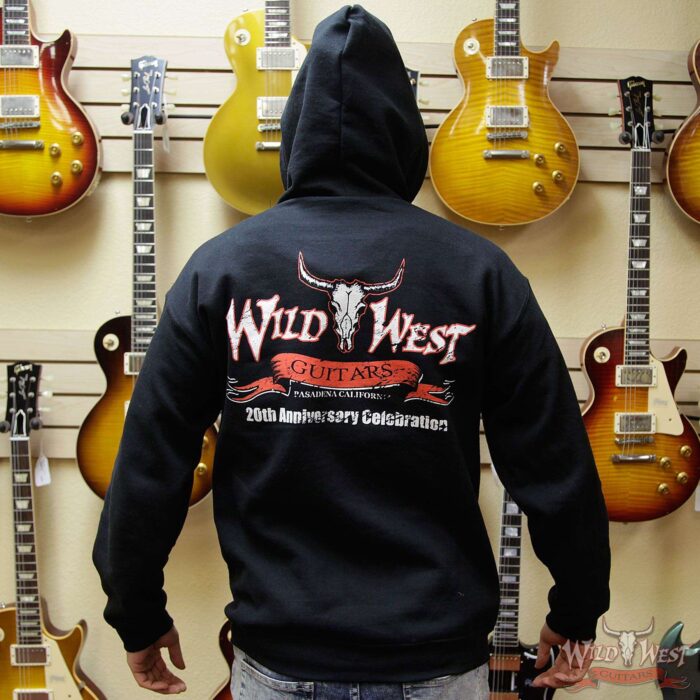 Wild West Guitars 20th Anniversary Zip Hoodie Black/Gray/Navy Blue - Image 2