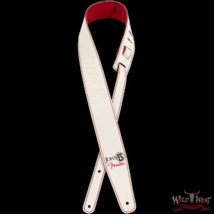 2023 Fender John 5 Leather Strap White and Red - Image 2