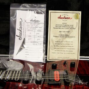 Summer Event #707 Jackson Custom Shop Soloist HSS Hardtail Trans Red w/ Comp Stripes Painted by Travis Shannon - Image 15