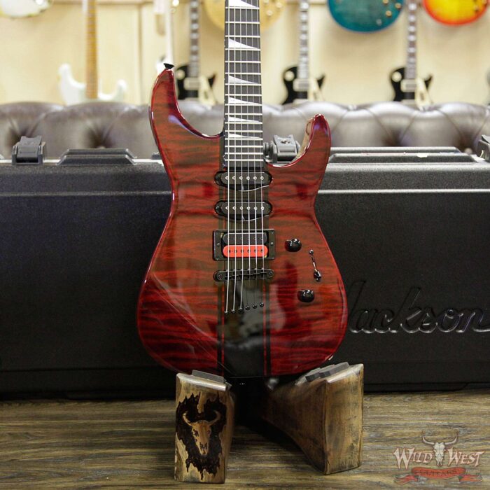 Summer Event #707 Jackson Custom Shop Soloist HSS Hardtail Trans Red w/ Comp Stripes Painted by Travis Shannon - Image 11