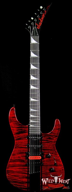 Summer Event #707 Jackson Custom Shop Soloist HSS Hardtail Trans Red w/ Comp Stripes Painted by Travis Shannon
