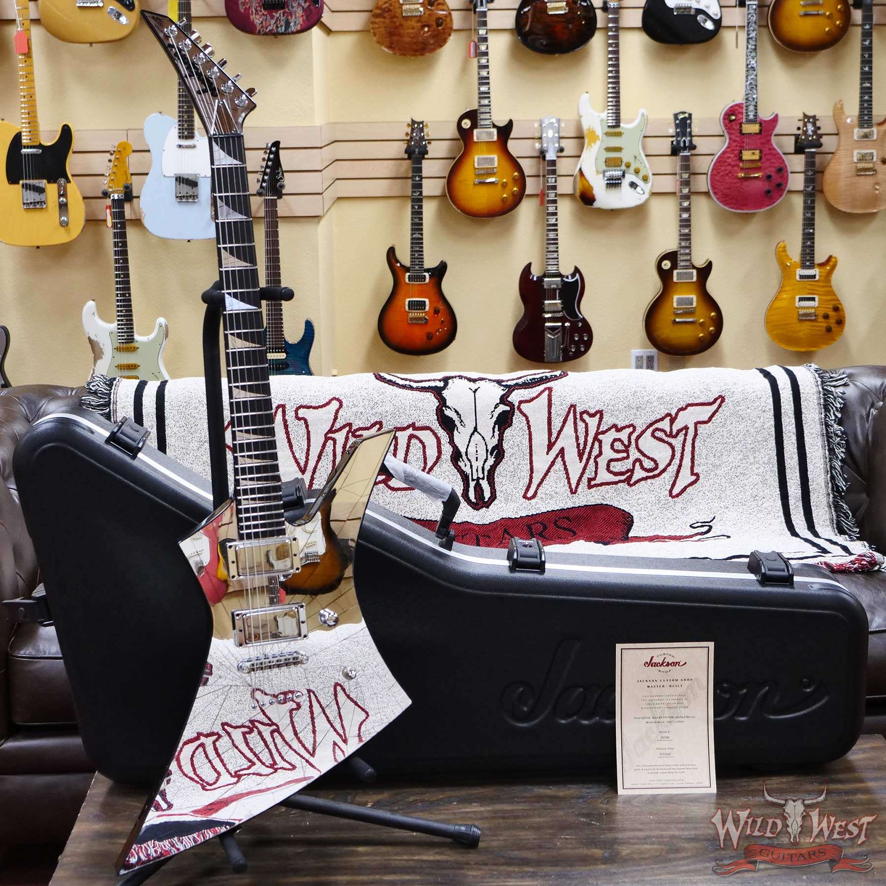 jackson-j10124-d1__wwg.jpg Jackson Custom Shop Pat McGarry Masterbuilt Cracked Mirror Kelly HH EMG Pickups TOM String-Thru Body - Image 5