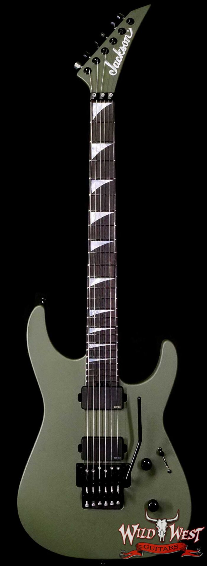 Jackson American Series SL2MG Soloist Floyd Rose EMG Pickups Ebony Fingerboard Matte Army Drab 8.15 LBS - Image 1