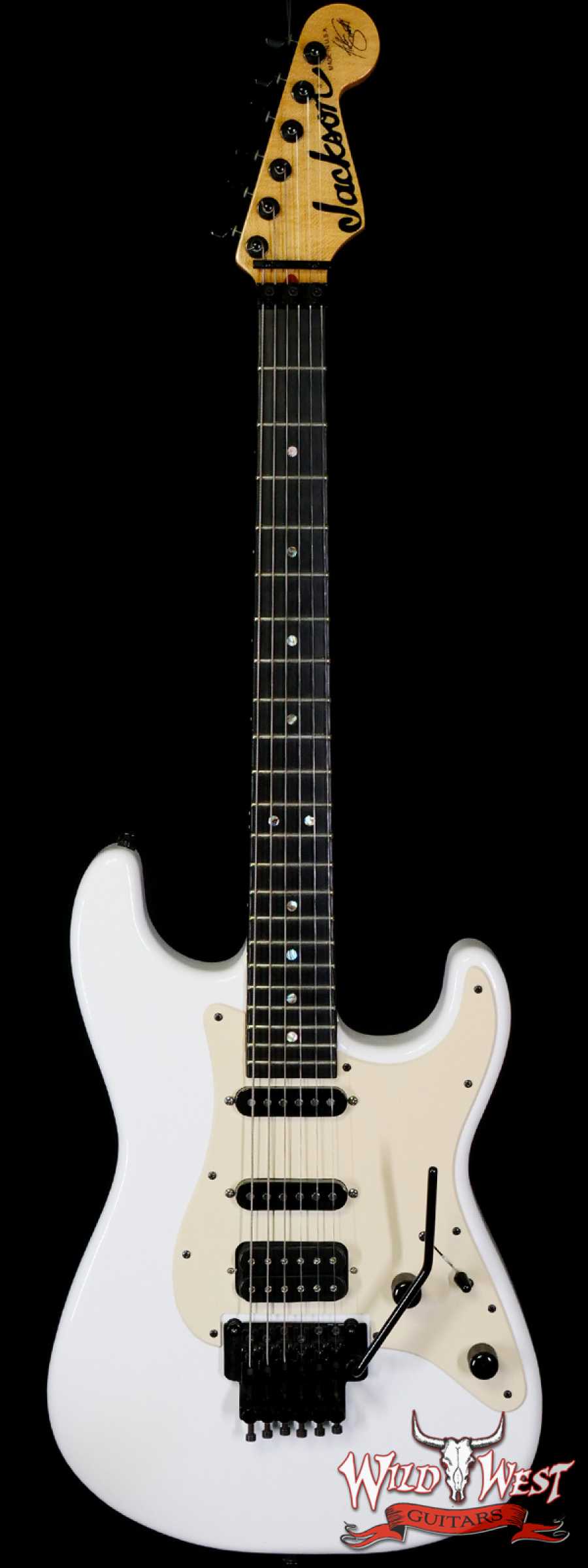 jackson-main__wwg_large.jpg Jackson USA Signature Adrian Smith San Dimas Ebony Fingerboard Snow White Owned by Misha Mansoor (Periphery) - Image 1