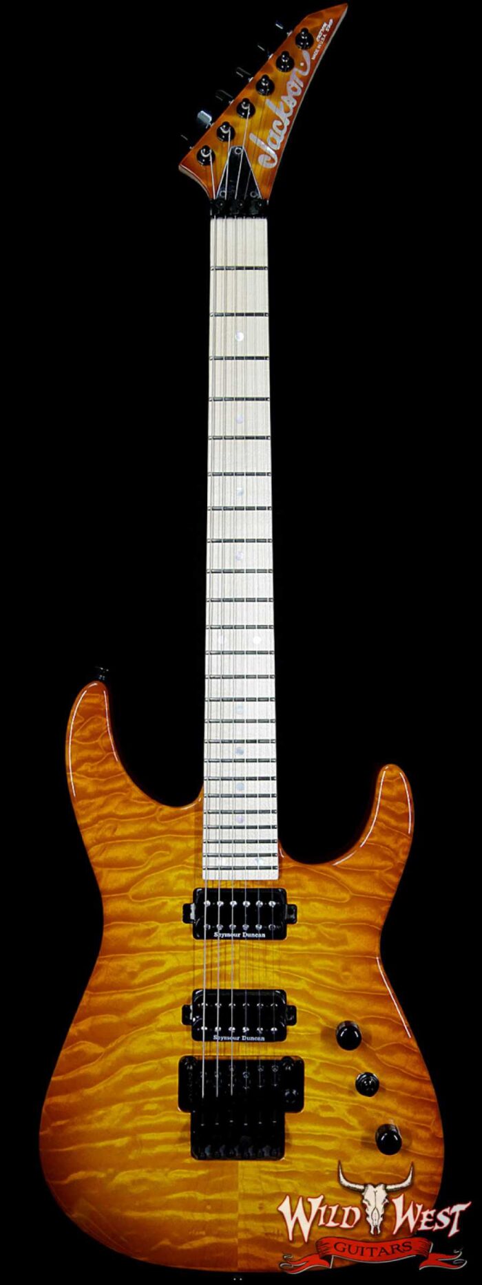 2017 Jackson Custom Shop Dinky DK 2H Floyd Rose Quilt Maple Top Amber Sunburst - Image 1