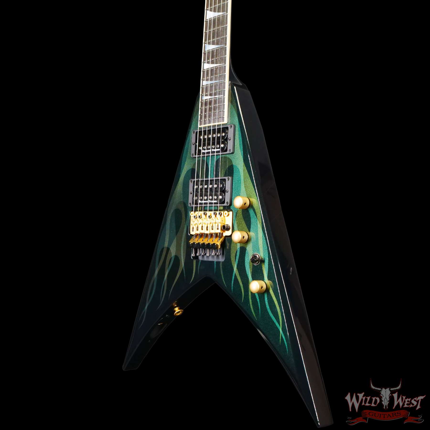 jacksoncs-j10257-br__wwg.jpg Jackson Custom Shop King V Floyd Rose KV2 Green Ghost Flame - Image 2