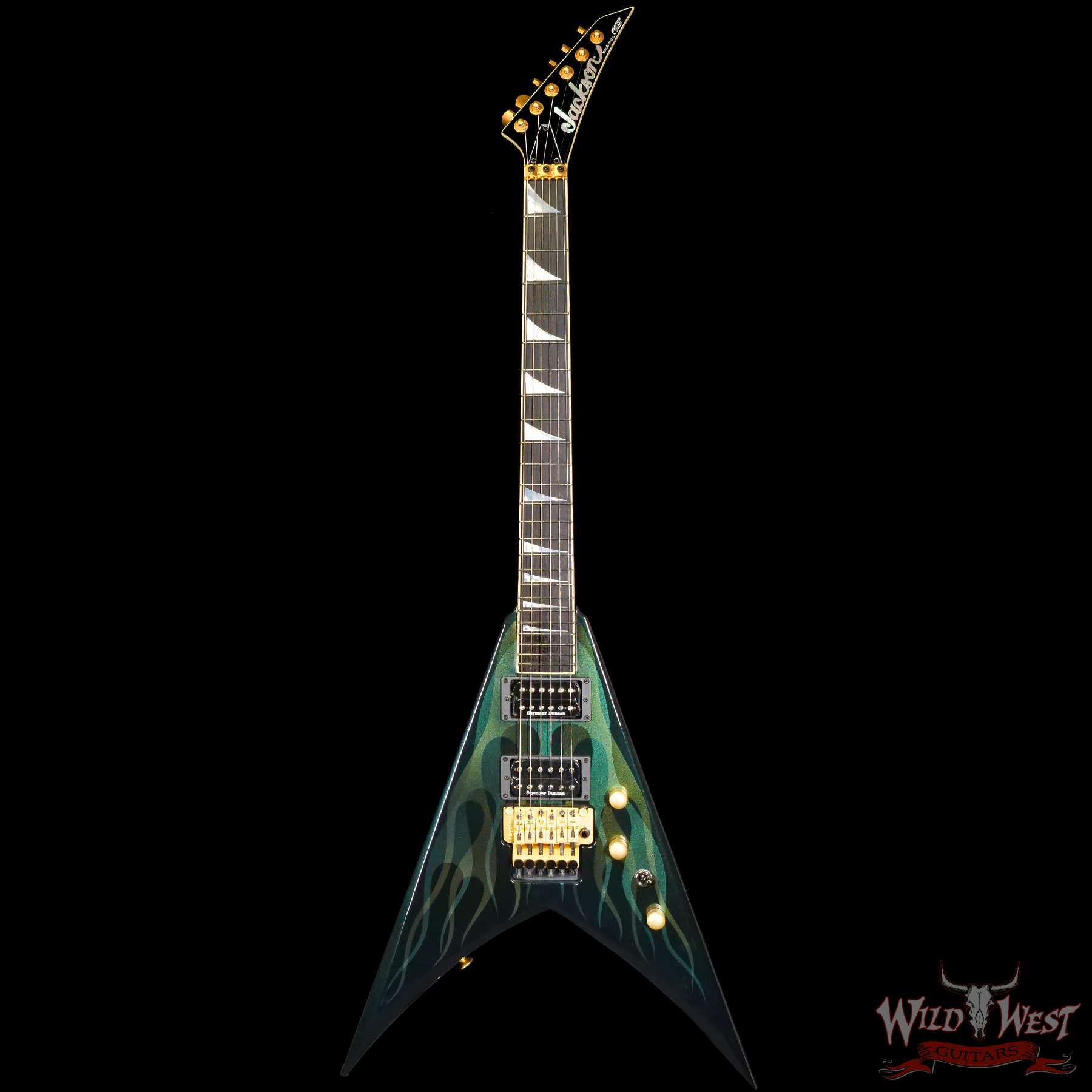 jacksoncs-j10257-c1__wwg.jpg Jackson Custom Shop King V Floyd Rose KV2 Green Ghost Flame - Image 3