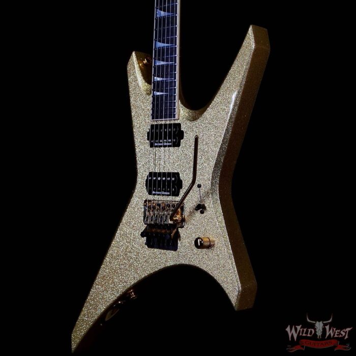 Jackson Custom Shop Warrior Dual Humbucker Floyd Rose Ebony Fingerboard NOS Gold Sparkle with Gold Hardware 8.10 LBS - Image 2