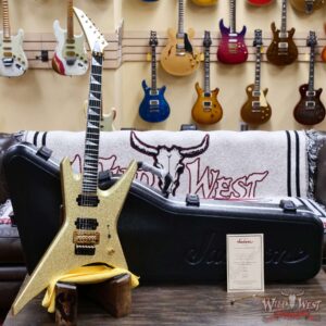 Jackson Custom Shop Warrior Dual Humbucker Floyd Rose Ebony Fingerboard NOS Gold Sparkle with Gold Hardware 8.10 LBS - Image 6
