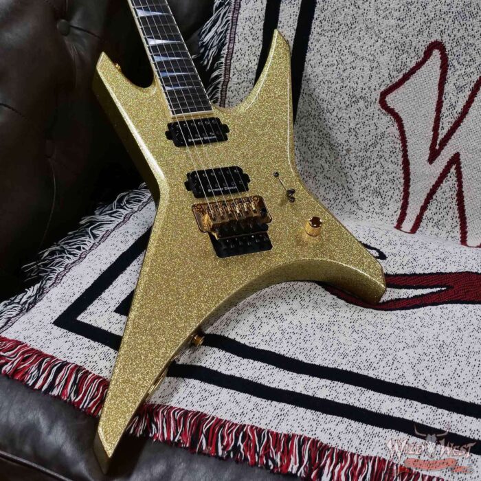 Jackson Custom Shop Warrior Dual Humbucker Floyd Rose Ebony Fingerboard NOS Gold Sparkle with Gold Hardware 8.10 LBS - Image 8