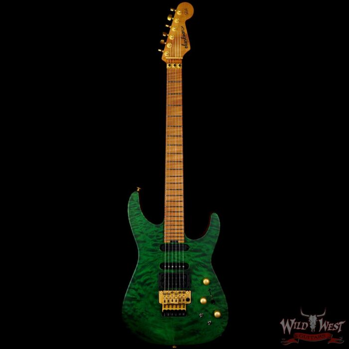 Jackson Custom Shop USA Signature Phil Collen PC Satin Stain Caramelized Flame Maple Fingerboard Satin Transparent Green - Image 3