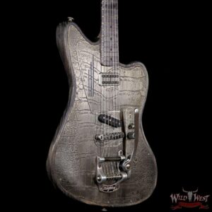 James Trussart SteelTeleMaster Antique Silver Gator Engraved Driftwood Finish Alder Body with Bigsby - Image 4