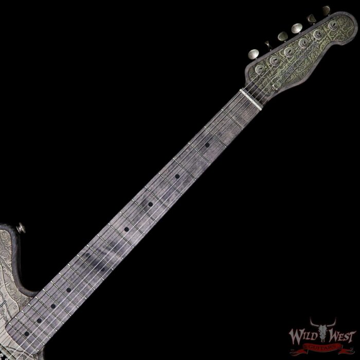 James Trussart SteelTeleMaster Antique Silver Gator Engraved Driftwood Finish Alder Body with Bigsby - Image 9