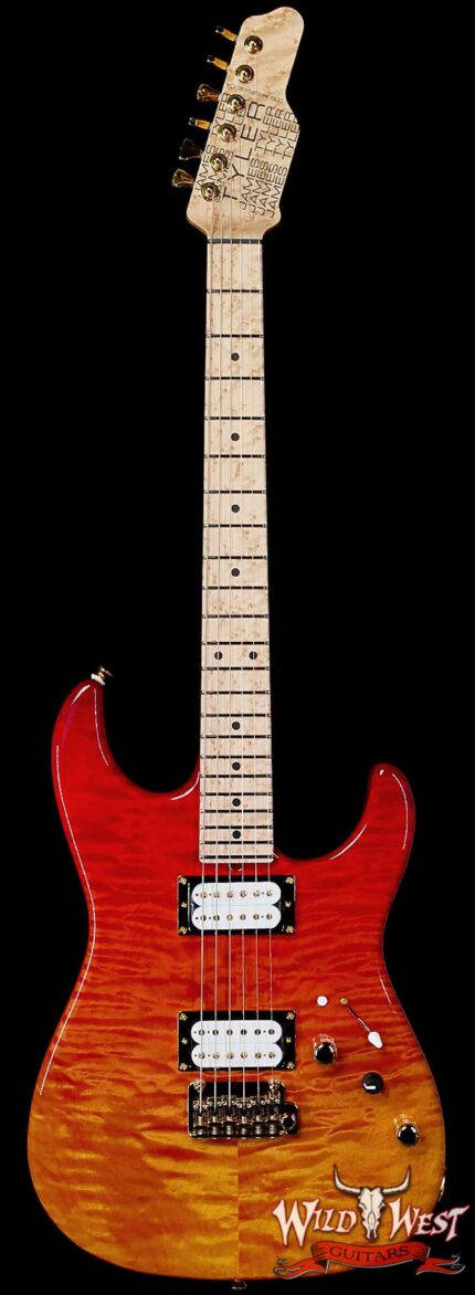James Tyler USA Studio Elite HD Dual Humbucker Quilt Maple Top with Alder Body 5A Birdseye Maple Neck Tequila Sunset Fade 6.25 lbs