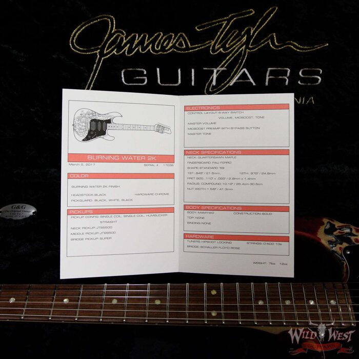 James Tyler Studio Elite Burning Water 2K with Floyd Rose Bridge and Pau Ferro Fretboard - Image 13