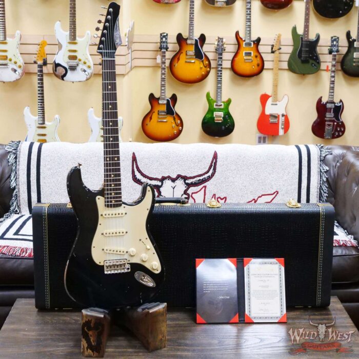 John Cruz Custom Guitars Crossville ST Rosewood Fingerboard Matching Color Headstock Whole Lotta Playing Black - Image 6