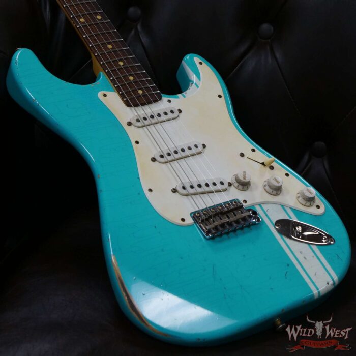 John Cruz Custom Guitars Premier Fifty Crossville ST Regal Turquoise with India Ivory Strip - Image 8